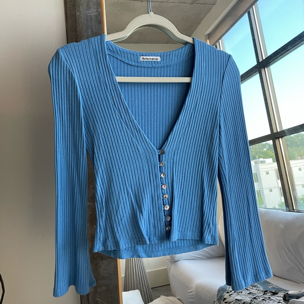 Reformation knit button up top